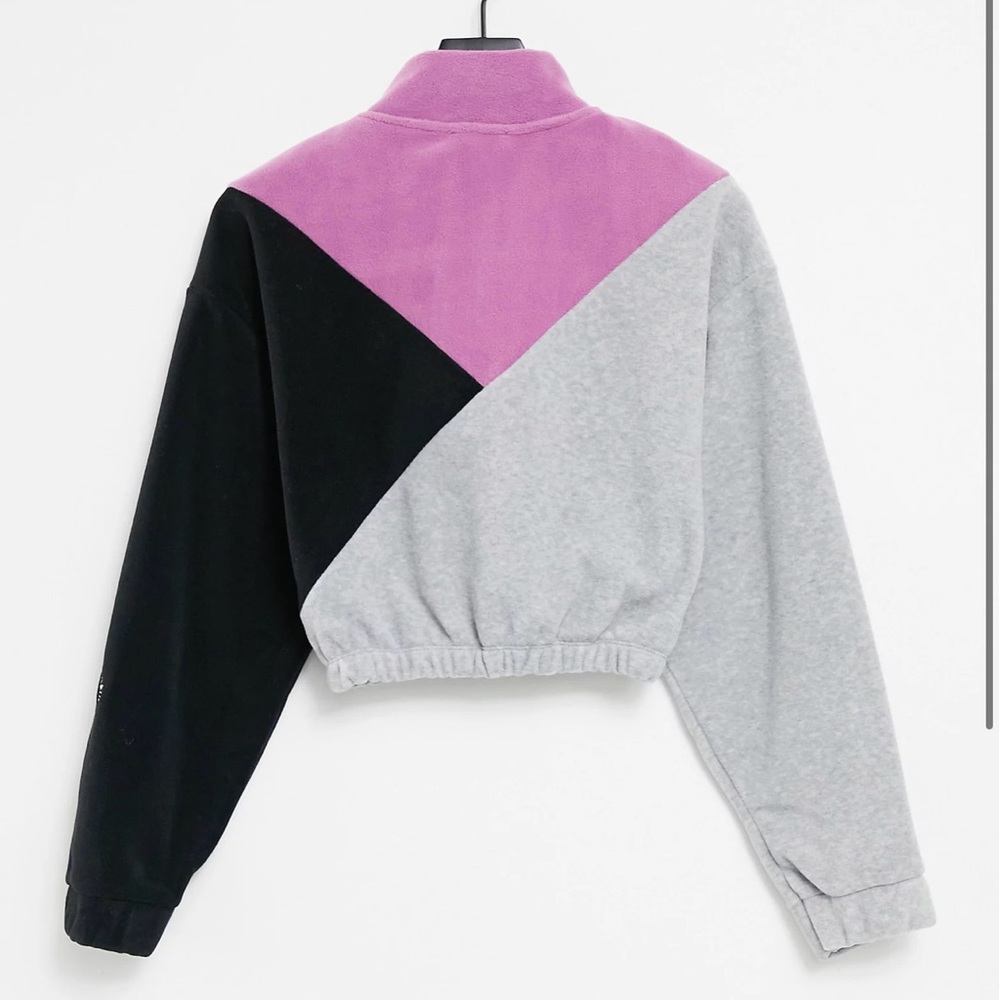 Topshop Color Block Fleece In Multi Cropped Quart… - image 4